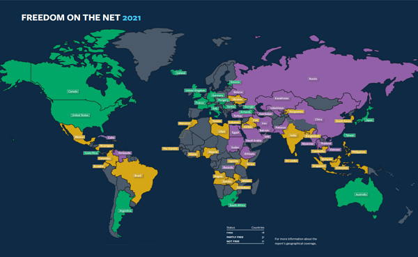 Грузия улучшила показатели в Индексе свободы интернета Freedom House за 2021 год